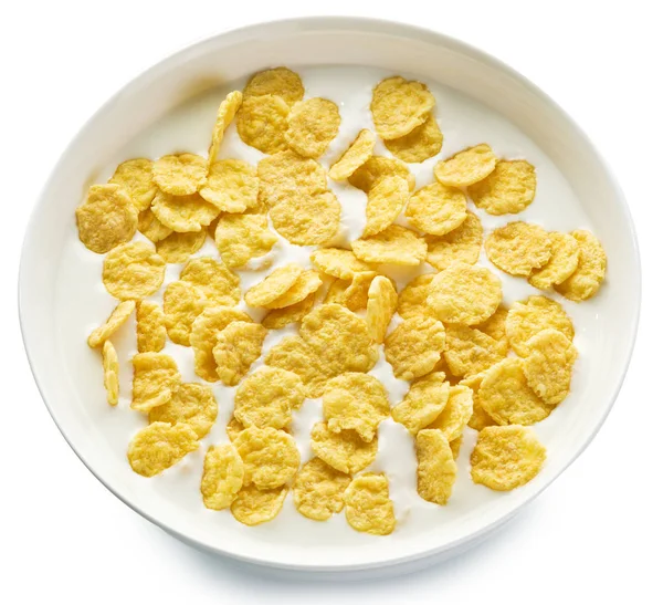 Cornflakes Dans Bol Sur Fond Blanc Fichier Contient Des Chemins — Photo