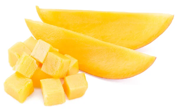 Cubi Fette Mango Isolato Sfondo Bianco — Foto Stock