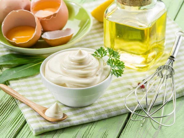 Natural Mayonnaise Ingredients Sauce Itself — Stock Photo, Image