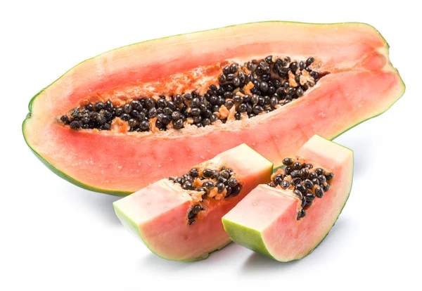 Papaya Frutta Isolata Sfondo Bianco — Foto Stock