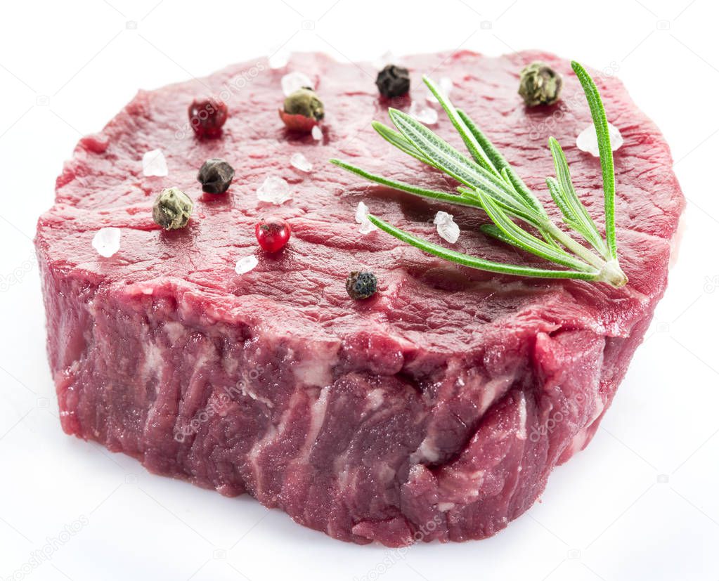 Piece of beef tenderloin isolated on the white background.