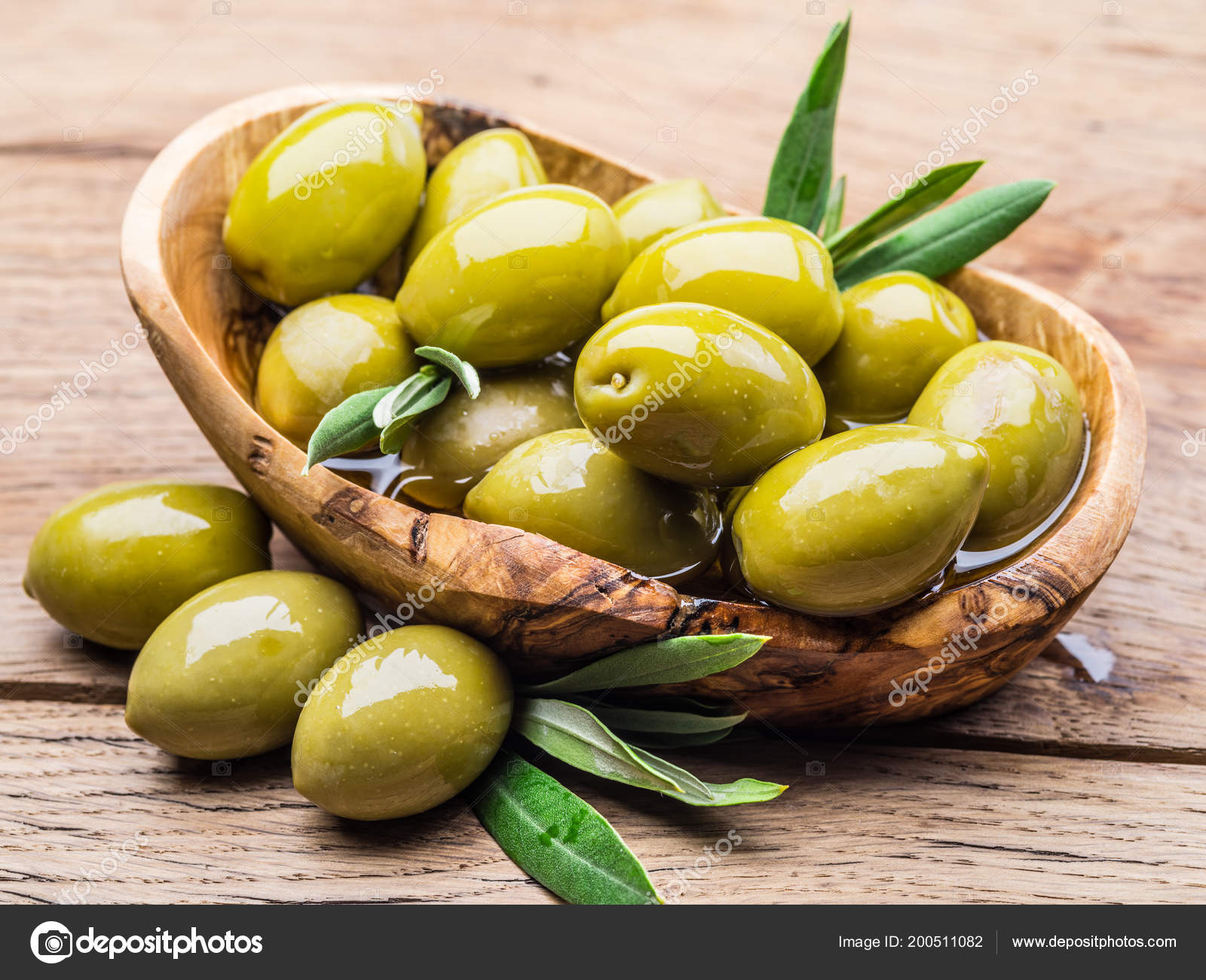 Whole Table Olives Wooden Bowl Table Stock Photo by ©Valentyn_Volkov