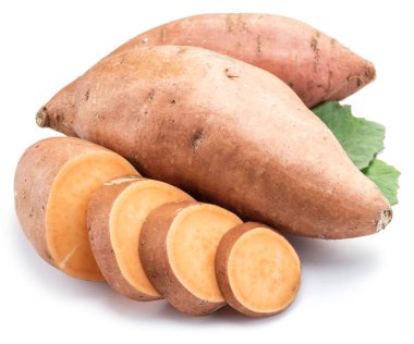 Tatlı patates. Beyaz bir arka plan üzerinde izole.