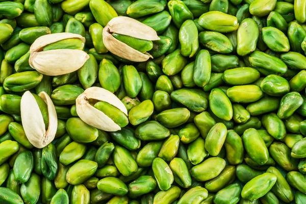 Montón Pistachos Verdes Fondo Alimentario —  Fotos de Stock