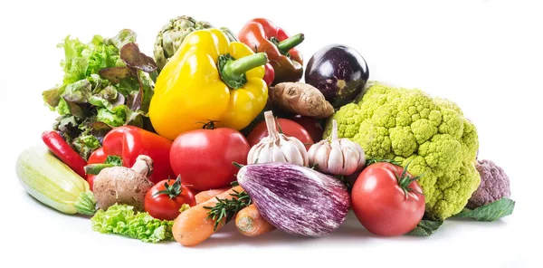 Groupe Légumes Colorés Sur Fond Blanc Gros Plan — Photo