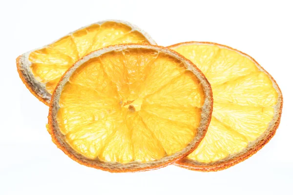 Getrocknete Orangenscheiben Isoliert Auf Weißem Hintergrund Bio Lebensmittel — Stockfoto