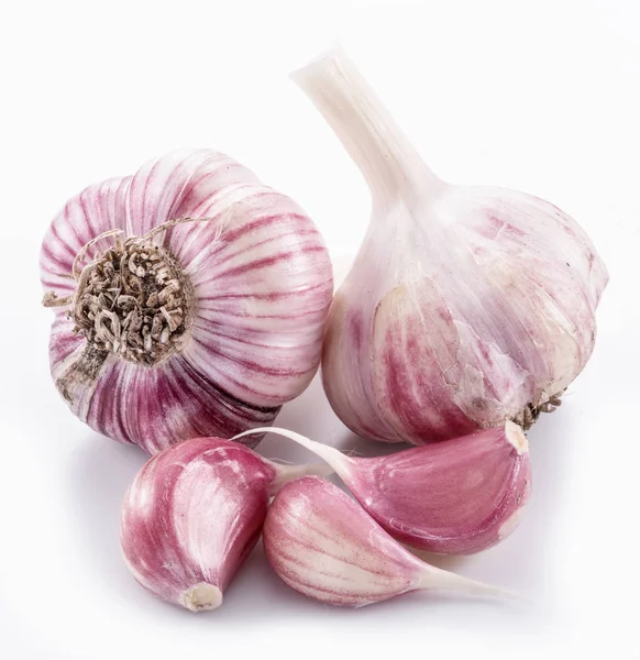 Garlic Bulbs Garlic Cloves Isolated White Background — Stock Photo, Image