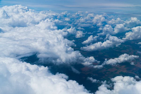 Vackra Tunga Moln Himlen Visa Från Flygplan — Stockfoto