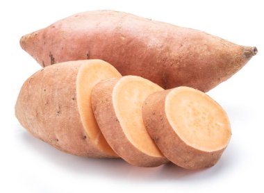 Tatlı patates. Beyaz bir arka plan üzerinde izole.