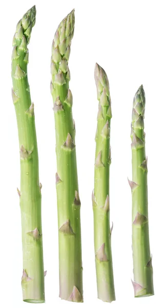 Germogli Asparagi Freschi Verdi Isolati Sfondo Bianco — Foto Stock