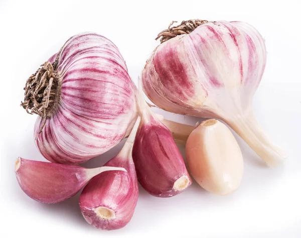 Garlic Bulbs Garlic Cloves Isolated White Background — Stock Photo, Image