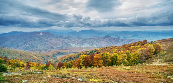 Panorama Colorful Trees Autumn Mountains — Stock Photo, Image
