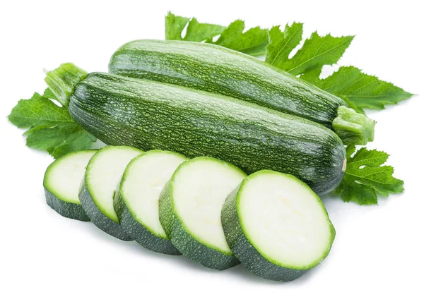 Zucchini Med Skivor Vit Bakgrund — Stockfoto