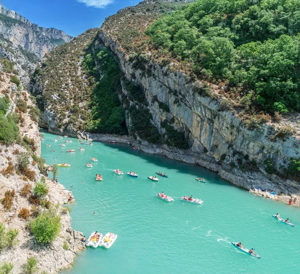 Viajando Canoas Largo Del Río Verdon Francia 2017 — Foto de Stock