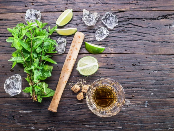 Mojito Cocktail Ingrediënten Bovenaanzicht — Stockfoto