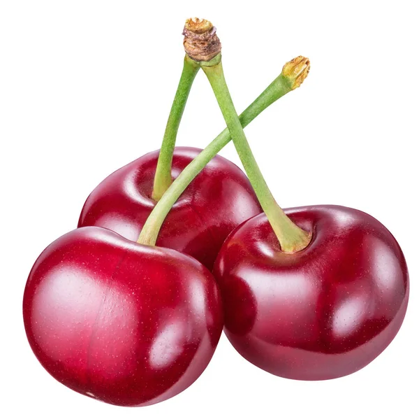 Three Cherries White Background File Contains Clipping Path — Stock Photo, Image