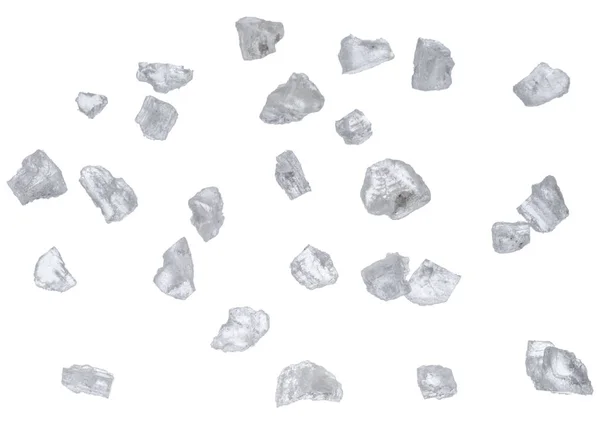Saltkristaller Isolerad Vit Bakgrund Filen Innehåller Urklippsbana För Varje Objekt — Stockfoto