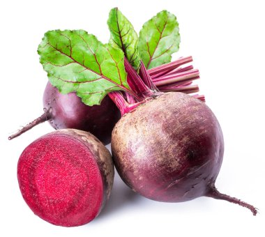 Red beets or beetroots on white background. clipart