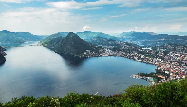 Lugano Zwitserland Mei 2018 Prachtig Panoramisch Uitzicht Lugano Stad Vanaf — Stockfoto