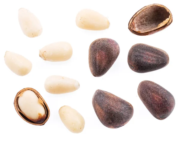 Pinjenötter Den Vita Bakgrunden Ekologisk Mat — Stockfoto