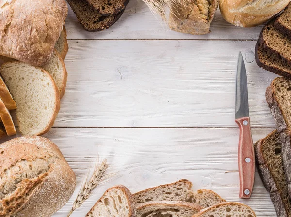 Bread Wheat Wooden Desk — Stock Photo, Image