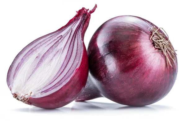 Red Onion Bulb Cross Section Isolated White Background — Stock Photo, Image