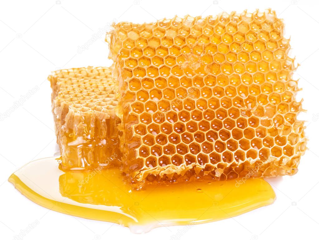 Honeycomb on a white background.  High-quality picture.