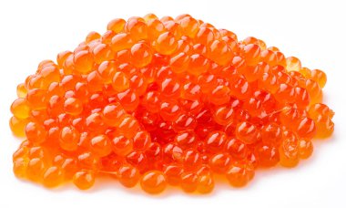 Red caviar on on white background close-up. clipart