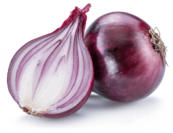 Red Onion Bulb Onion Cross Section White Background — Stock Photo, Image