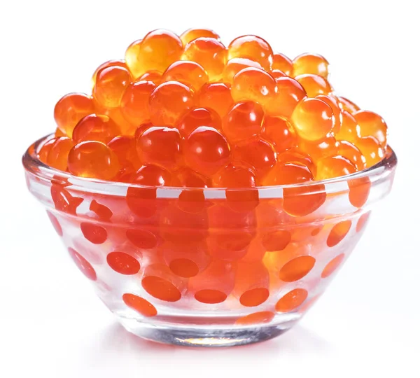 Red Caviar Bowl White Background Macro Picture — Stock Photo, Image