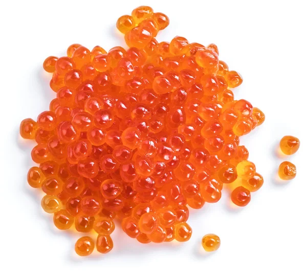 Caviar Vermelho Sobre Fundo Branco Vista Superior Macro Imagem — Fotografia de Stock
