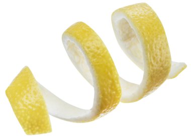 Limon kabuğu veya beyaz zemin üzerine limon twist. Dosyada, kırpma yolu.