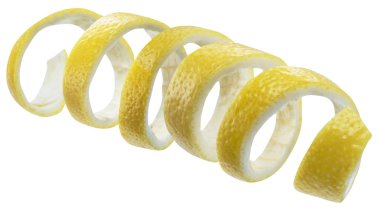 Limon kabuğu veya beyaz zemin üzerine limon twist. Dosyada, kırpma yolu.