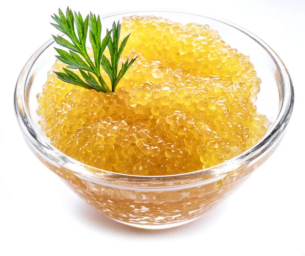Pike caviar or roe in the bowl on white background. Top view. — Stock Image Pike Caviar Roe Bowl White Background Top View Royalty Free Stock Images
