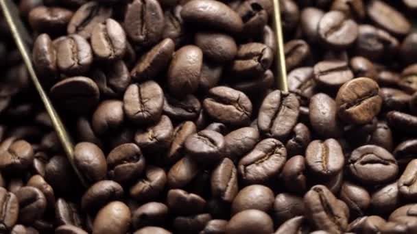 Fragrant Coffee Beans Roasted Frying Pan Smoke Comes Coffee Beans — Stock Video