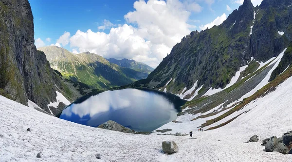 Morskie Oko Wysokie Tatry Polska Maja 2018 Piękny Krajobraz Ośnieżone — Zdjęcie stockowe