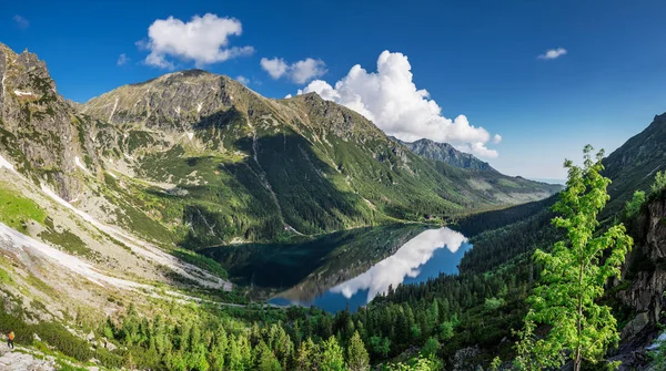 Landskapet High Tatras Våras Snöiga Bergstoppar Och Vacker Himmel Berget — Stockfoto