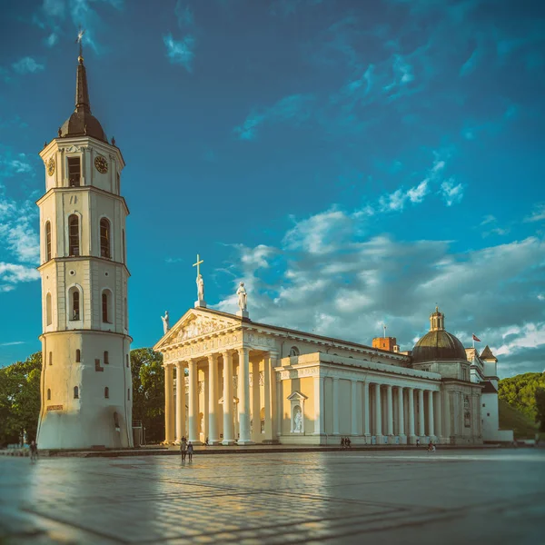 Domplatz Und Glockenturm Vilnius Litauen 2016 — Stockfoto