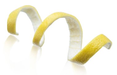 Lemon peel or lemon twist on white background. File contains clipping path. clipart