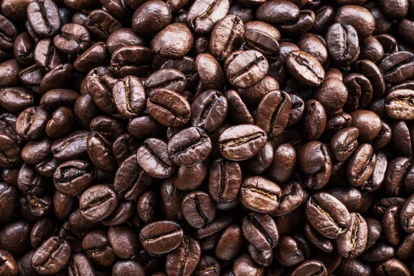 Rostade Kaffe Bönor Mat Och Dryck Bakgrund Ovanifrån — Stockfoto