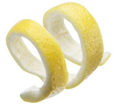 Limon kabuğu veya beyaz zemin üzerine limon twist. Dosyada, kırpma yolu.