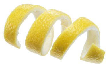 Limon kabuğu veya beyaz zemin üzerine limon twist. Dosyada, kırpma yolu.
