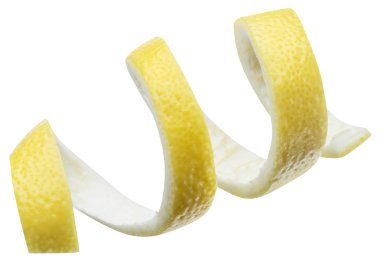 Limon kabuğu veya beyaz zemin üzerine limon twist. Dosyada, kırpma yolu.