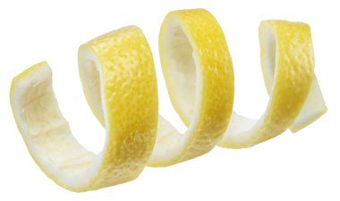 Limon kabuğu veya beyaz zemin üzerine limon twist. Dosyada, kırpma yolu.