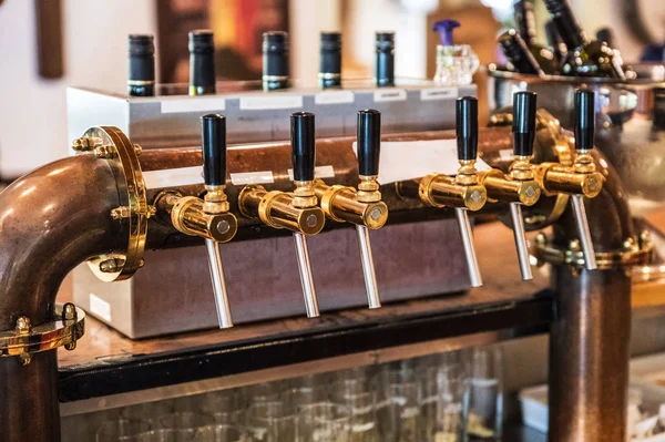 Vintage Beer Taps Bar — Stock Photo, Image