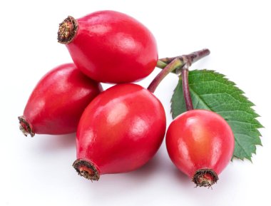 Rose-kalça üzerinde beyaz bir arka plan izole gül yaprakları ile.