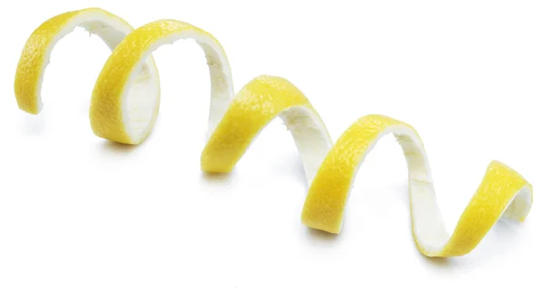 Лимонна Шкірка Або Лимонна Скручування Білому Тлі Крупним Планом — стокове фото