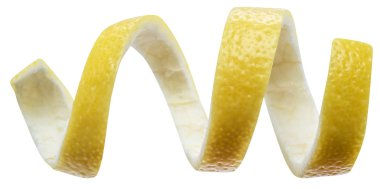 Limon kabuğu veya beyaz zemin üzerine limon twist. Kırpma yolu.