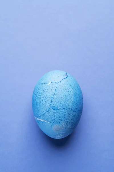 Colorato in blu uovo di Pasqua su sfondo blu . — Foto Stock