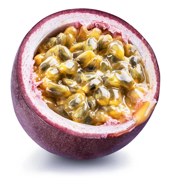 Gairah penampang buah dengan jus pulpy diisi dengan biji . — Stok Foto